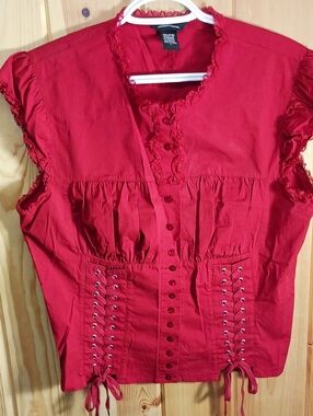 Moda International Corset-look Renaissance Peasant Blouse, Top, Shirt